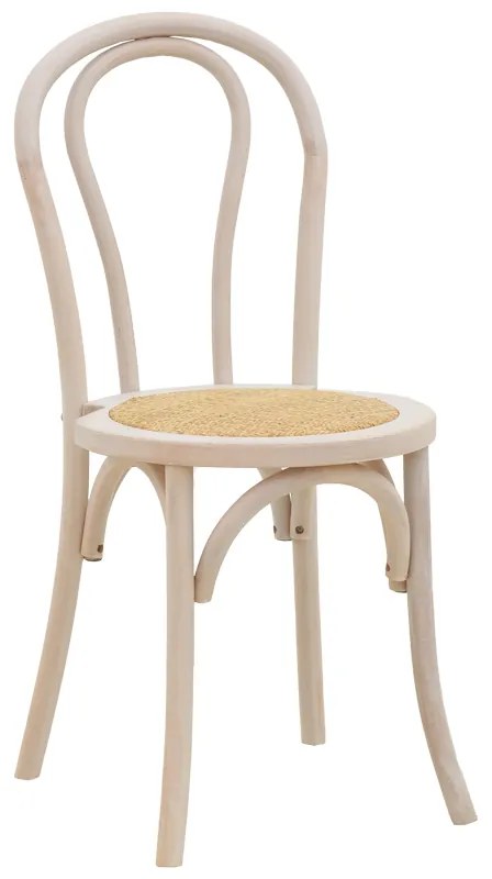 Καρέκλα Azhel pakoworld white wash ξύλο οξιάς-έδρα φυσικό rattan 41x50x89εκ - 263-000018