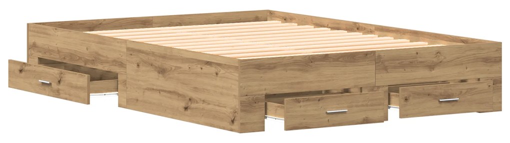 vidaXL Κρεβάτι με Συρτάρια Artisan Oak 135x190 cm Κατασκευασμένη Ξυλεία