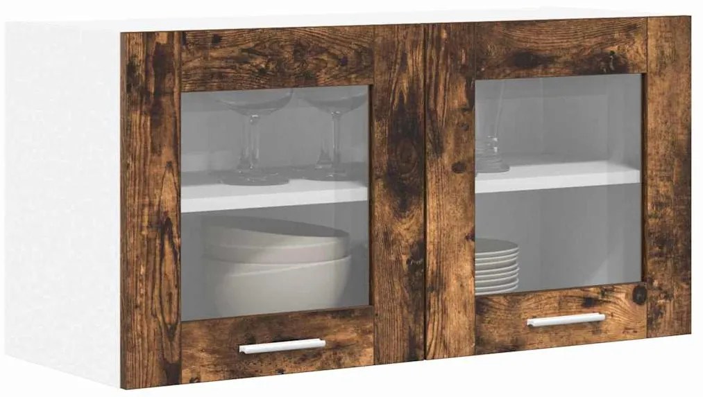 vidaXL Κρεμαστό ντουλάπι Riga Καπνιστός Δρυς και Λευκό 80 x 31 x 40 εκ