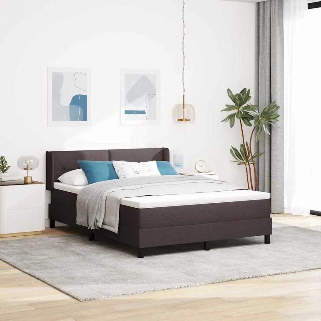 vidaXL Κρεβάτι με ελατήρια Σκούρο Καφέ 140 x 200 cm Ύφασμα και αφρός