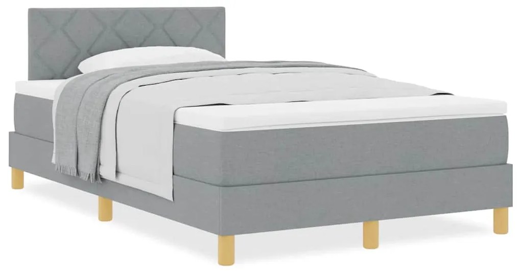 vidaXL Κρεβάτι box spring με στρώμα Ανοιχτό γκρι 120 x 200 cm ύφασμα