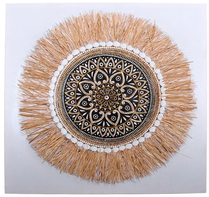 Κάδρο FL23958 Fylliana Λευκό και Μπέζ χρώμα 80x3x80εκ.