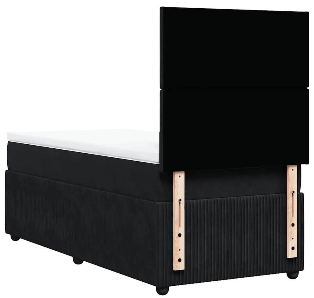 vidaXL Κρεβάτι Boxspring με Στρώμα Μαύρο 90x190 εκ. Βελούδινο