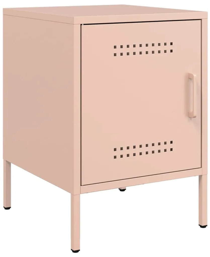 vidaXL Κομοδίνα 2 τεμ. Ροζ 36x39x50,5 εκ. από Χάλυβα