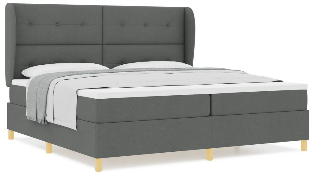 vidaXL Κρεβάτι Box Spring με Στρώμα  Σκούρο Γκρι 200x200 εκ. Υφάσματος