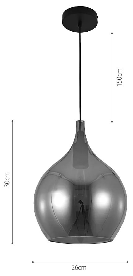 Κρεμαστό φωτιστικό από φιμέ γυαλί 1XE27 D:26cm (4040-Fime) - 4040-Fime - 4040-Fime