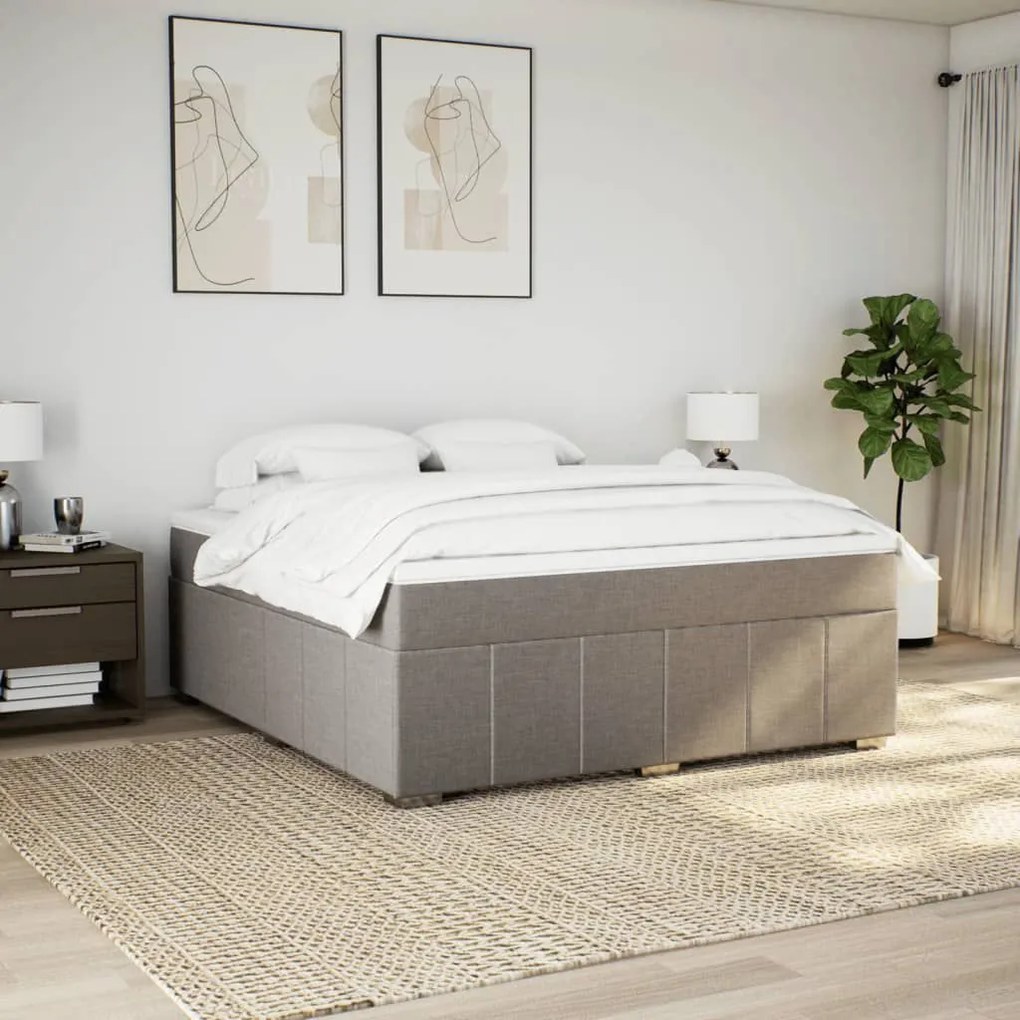 Κρεβάτι Boxspring με Στρώμα Taupe 180x200 εκ. Υφασμάτινο - Μπεζ-Γκρι