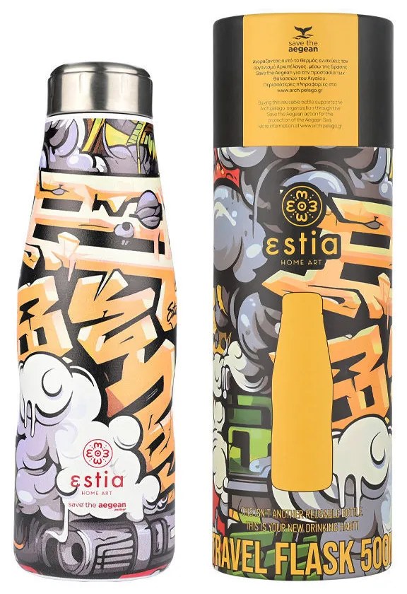 ESTIA ΘΕΡΜΟΣ TRAVEL FLASK SAVE THE AEGEAN 500ml GRAFFITI RHYTHM