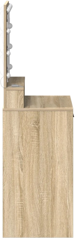 vidaXL Καθρέφτης με φώτα LED σε χρώμα Sonoma Oak 50x41x135 εκ.