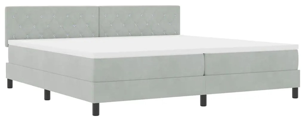 vidaXL Κρεβάτι με ελατήρια Ανοιχτό γκρι 200 x 200 cm Βελούδο