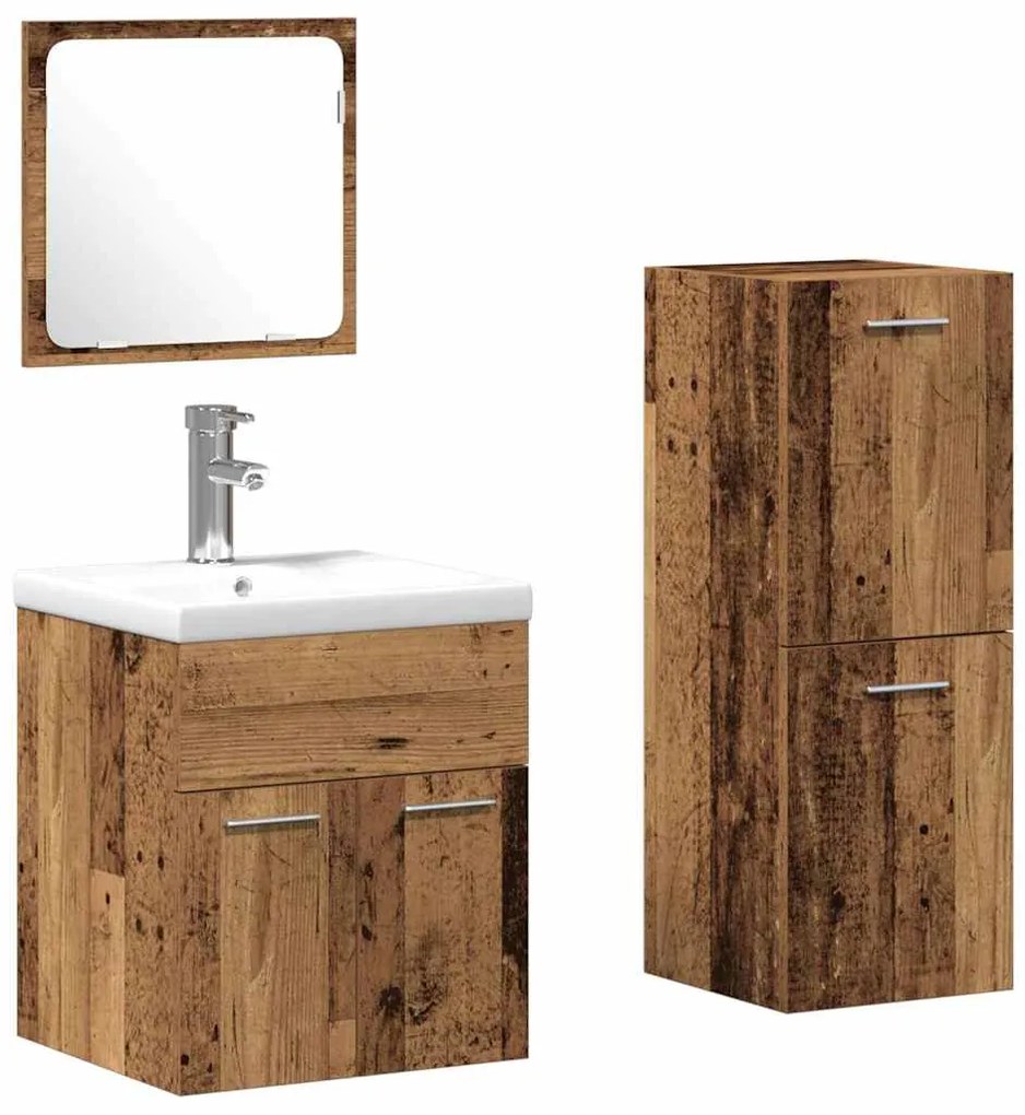 vidaXL Σειρά επίπλων μπάνιου 3 pcs Παλιό Ξύλο 41 x 38.5 x 46 cm