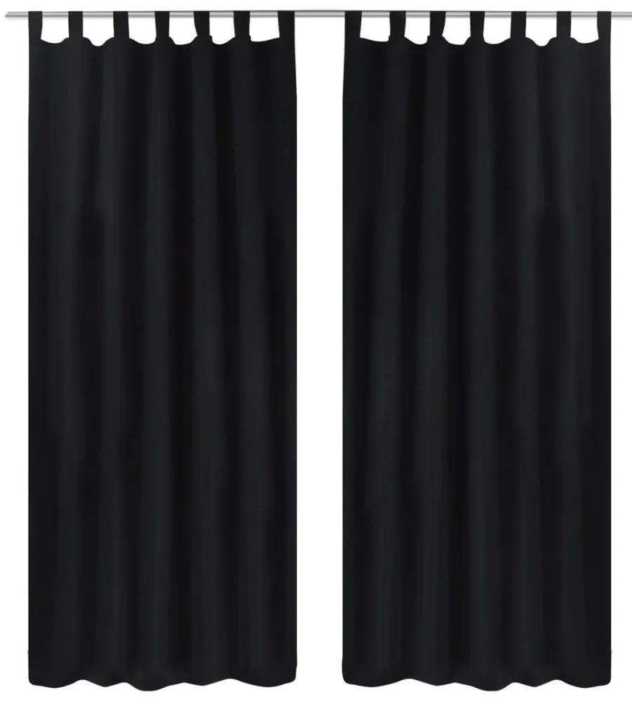 Κουρτίνες με Θηλιές 2 τεμ. Μαύρες 140 x 225 εκ. από Microsatin