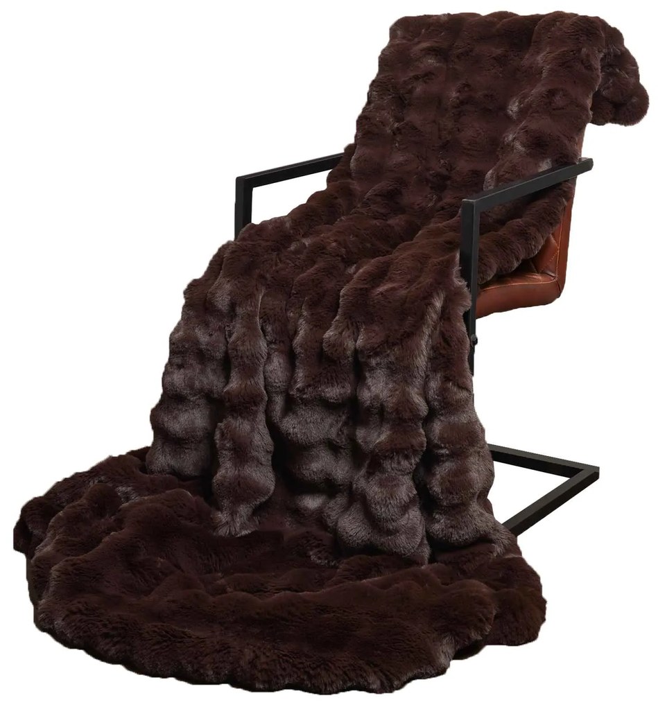 vidaXL Ψεύτικη κουβέρτα από κουνέλι Καμηλοπάρδαλη 150 x 220 cm