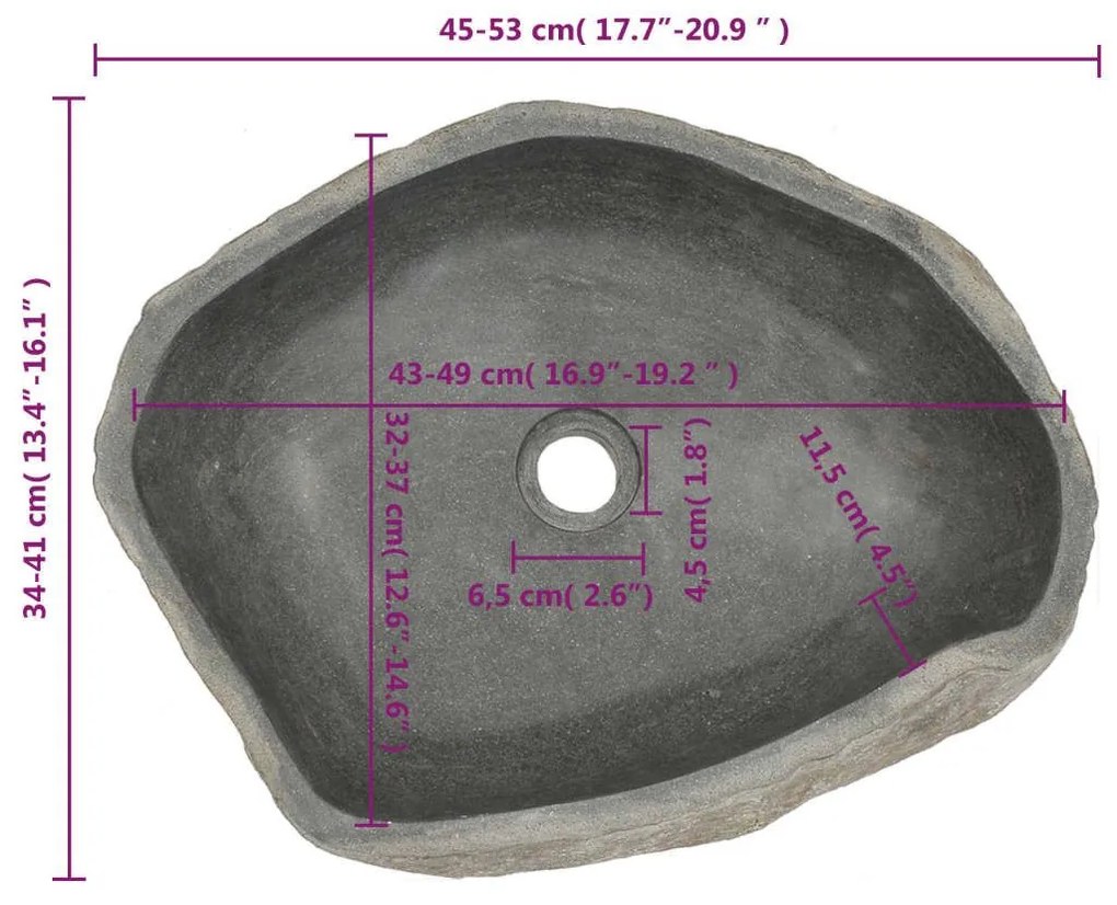 Νιπτήρας River Stone Οβάλ (45-53)x(34-41) εκ.   - Ανθρακί