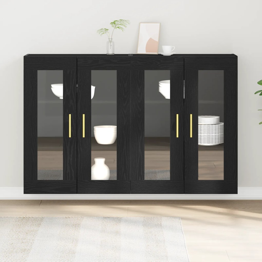 vidaXL Τοίχου Ντουλάπες 2 τεμ Μαύρη Δρυς 69,5x34x90 εκ Επεξεργασμένο Ξύλο