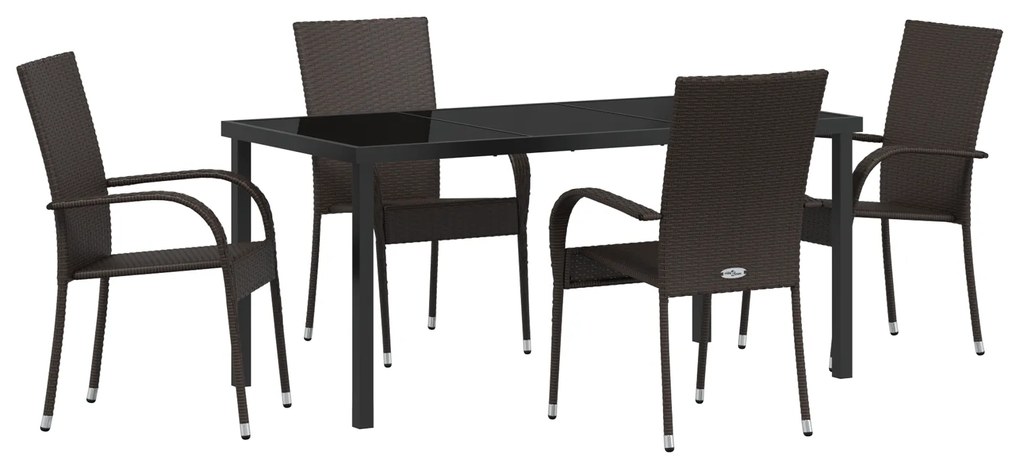 vidaXL Σετ κήπου  5 κομματιών σε καφέ πολυ rattan