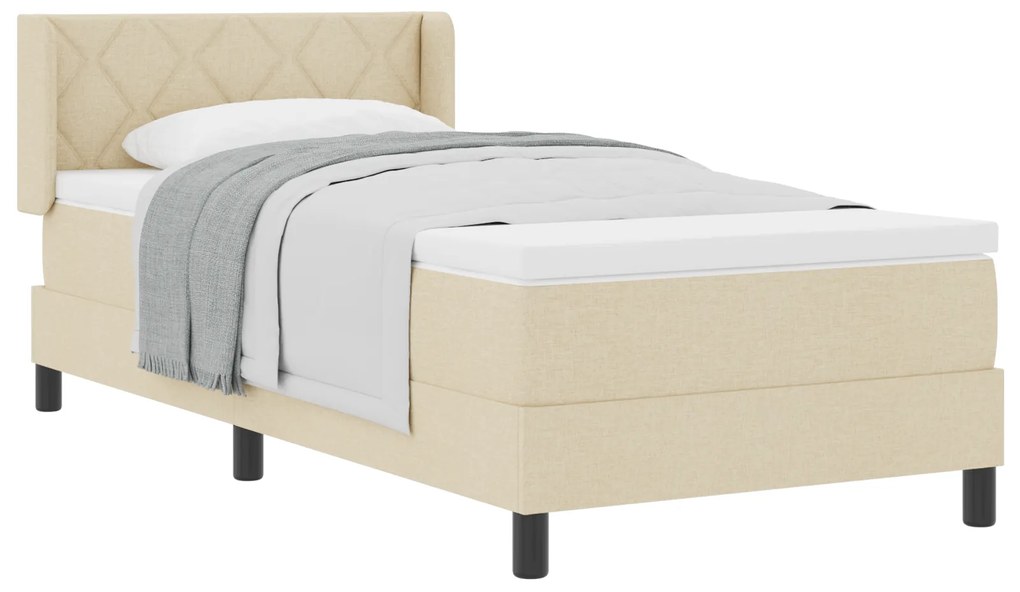 vidaXL Κρεβάτι Box Spring με Στρώμα σε Κρεμ, 90 x 200 εκ, Ύφασμα
