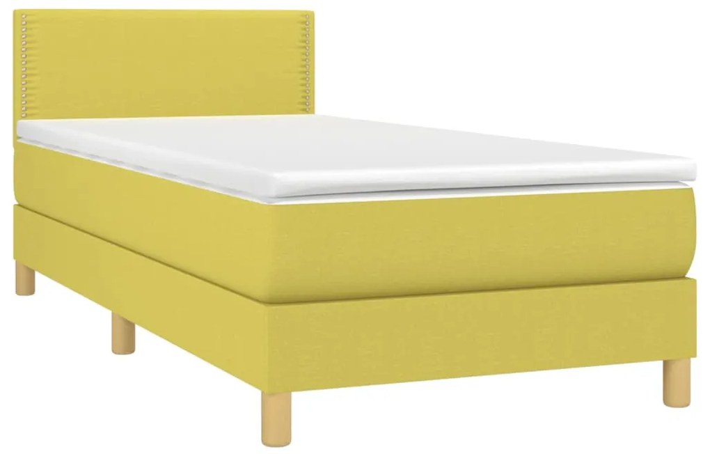 vidaXL Κρεβάτι Boxspring με Στρώμα Πράσινο 100 x 200 εκ. Υφασμάτινο