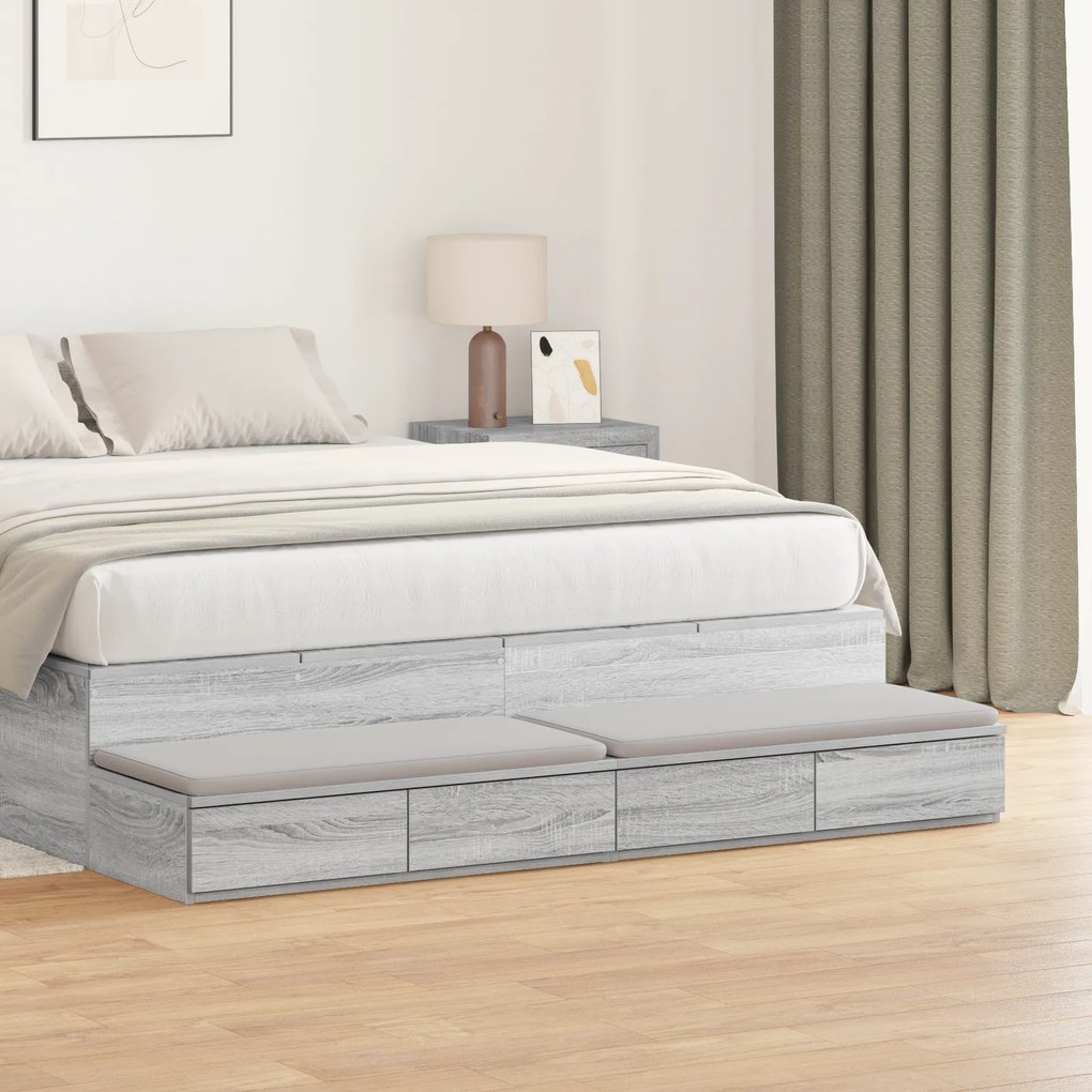vidaXL Συρτάρια Κρεβατιού Γκρι Σονομά 140x36,5x16,5 εκ Επεξεργασμένο Ξύλο