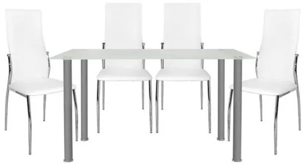 Σετ τραπεζαρίας C10062.01 5τμχ με Τραπέζι ALAN 120x70x75εκ. &amp; Καρέκλες KIM Λευκές