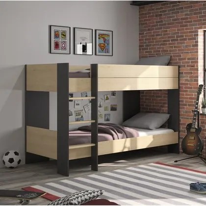 Epiplo World  Duplex κουκέτα με 2 μονά κρεβάτια 107x205x136εκ. Natural Chestnut/Black BEST-1535333