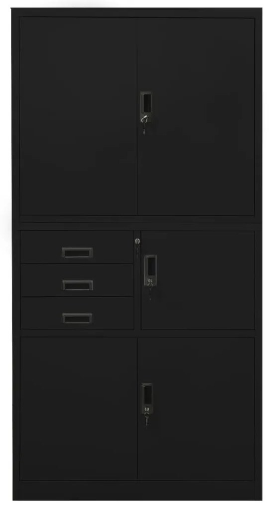 vidaXL Ντουλάπα Γραφείου Μαύρη 90 x 40 x 180 εκ. Ατσάλινη