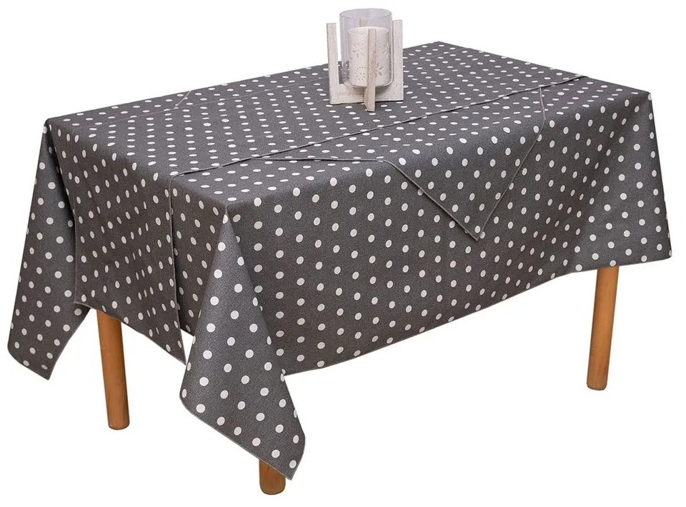 Τραπεζομάντηλο Αλέκιαστο Βίκυ Anthracite Viopros 140X180 Cotton-Polyester