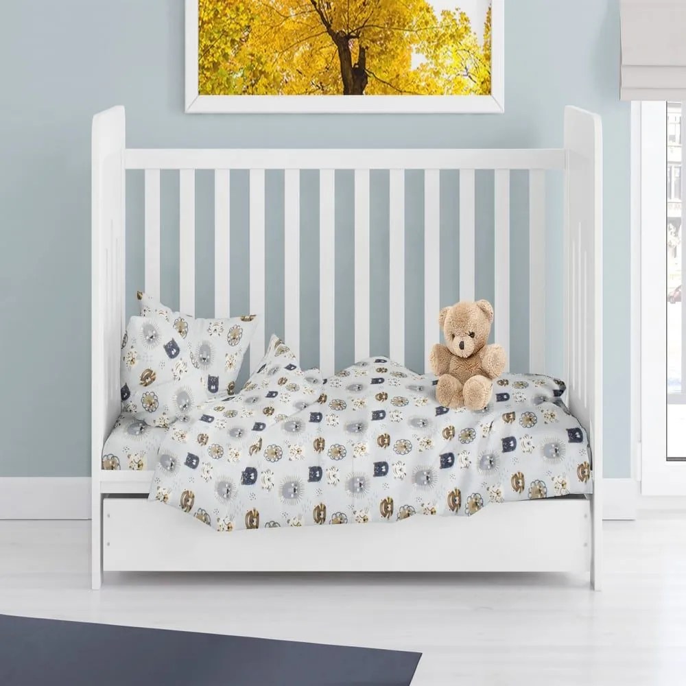 Παπλωματοθήκη Βρεφική Big Cats 28 Sky Blue DimCol 120x160cm 100% Βαμβακερή Φανέλα