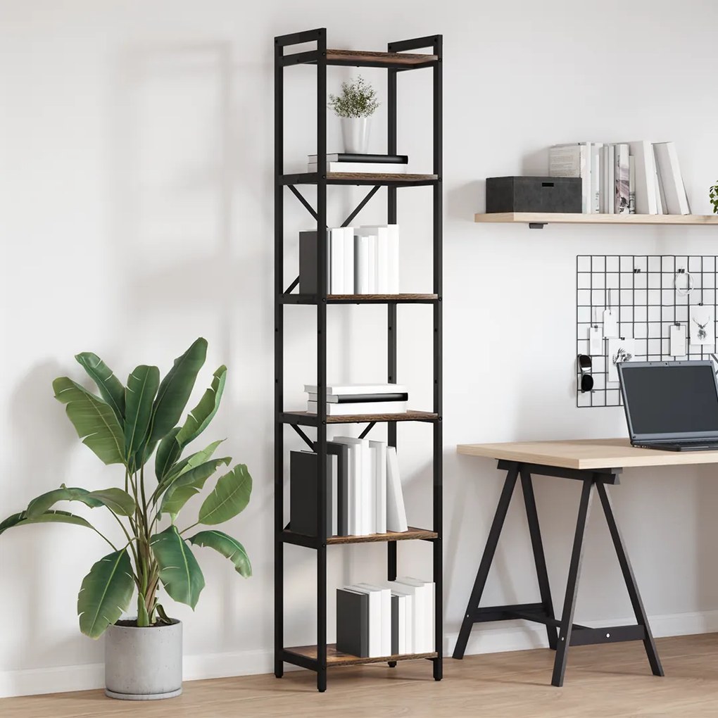 vidaXL Βιβλιοθήκη Καπνιστή δρυς 40 x 30 x 188 εκ Επεξεργασμένο ξύλο