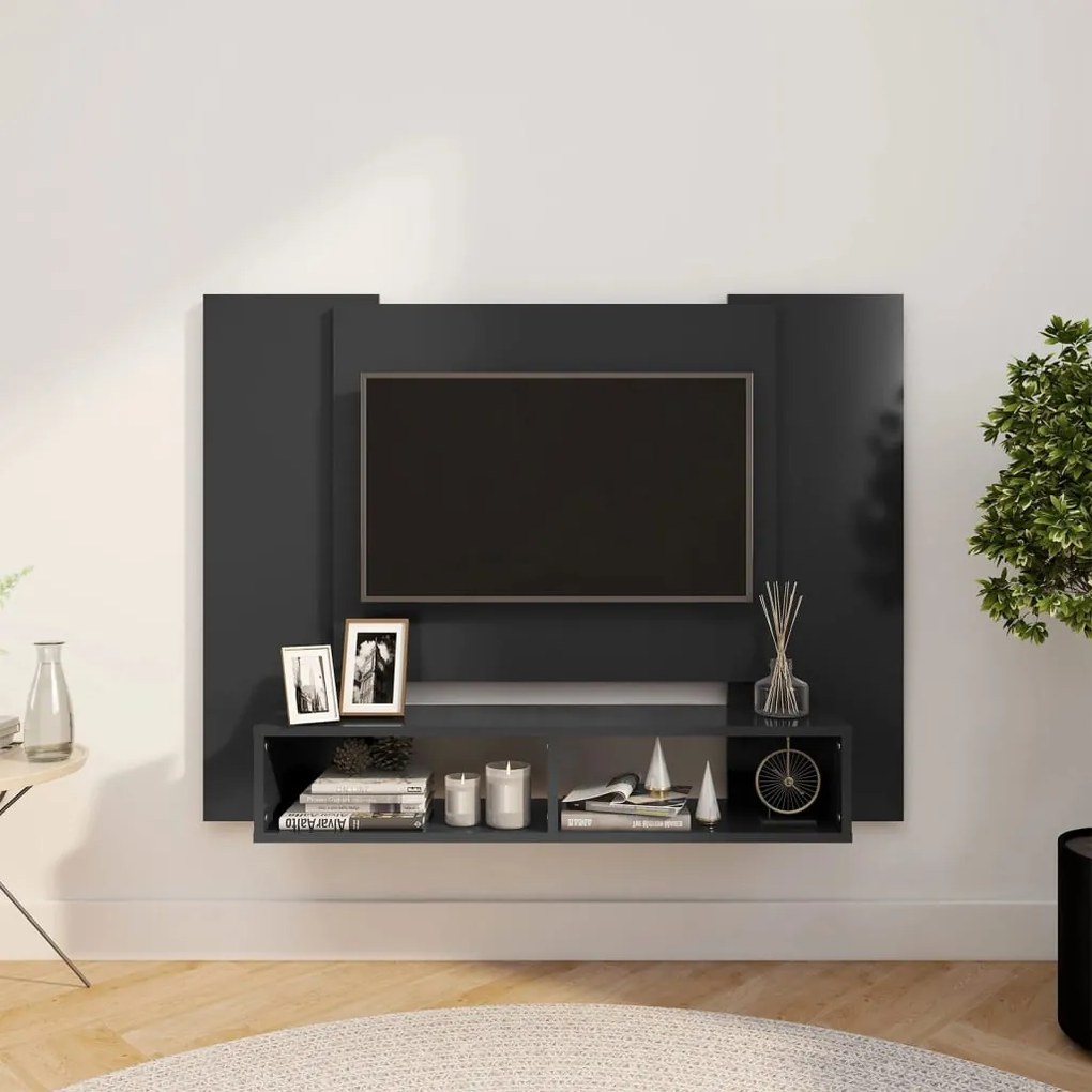 vidaXL Έπιπλο Τηλεόρασης Τοίχου Γκρι 120 x 23,5 x 90 εκ. Μοριοσανίδα