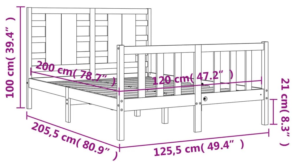 ΠΛΑΙΣΙΟ ΚΡΕΒΑΤΙΟΥ ΜΕ ΚΕΦΑΛΑΡΙ ΛΕΥΚΟ 120X200 ΕΚ. ΜΑΣΙΦ ΞΥΛΟ 3192812