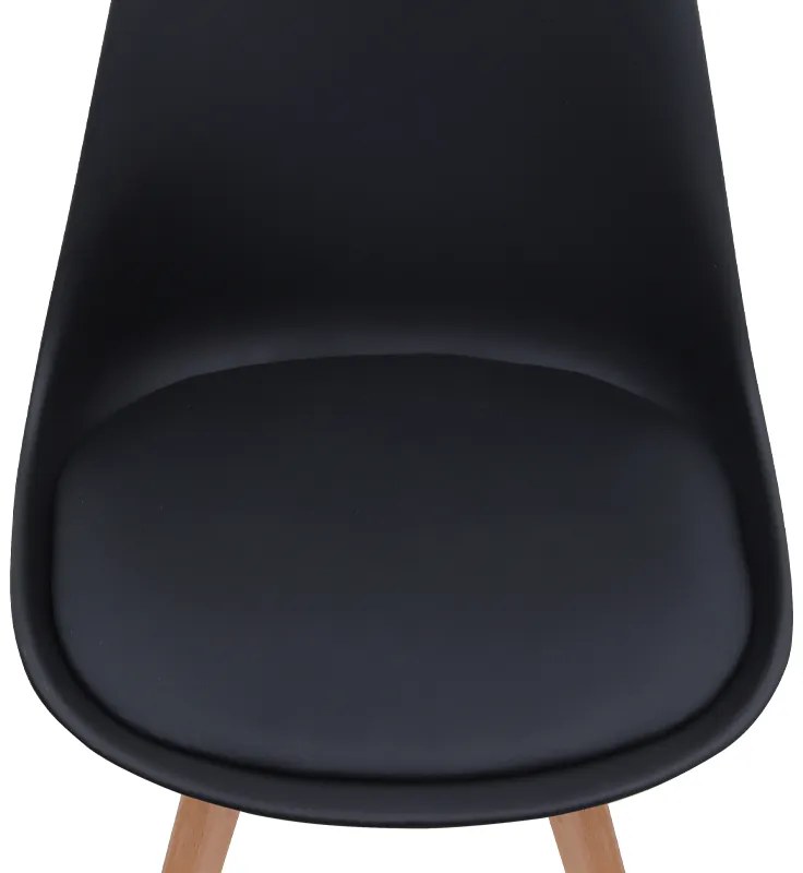 Καρέκλα τραπεζαρίας Viva Megapap PP - PU μαύρο - ξύλινο φυσικό πόδι 48,5x54x80εκ.