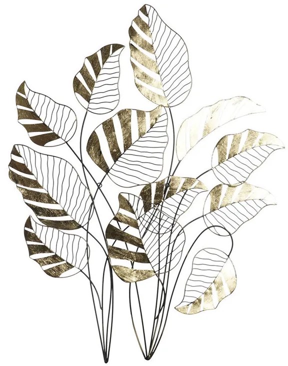 Διακόσμηση τοίχων DKD Home Decor Μαύρο Χρυσό Φύλλο φυτού 77 x 2,5 x 103 cm