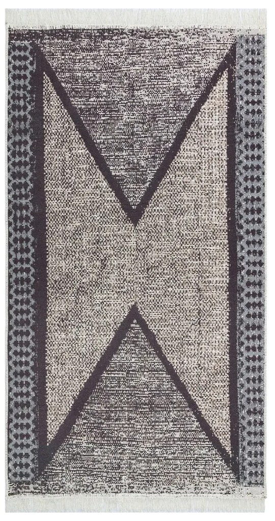 vidaXL Χαλί Μαύρο και Γκρι 120x180 εκ. Βαμβακερό