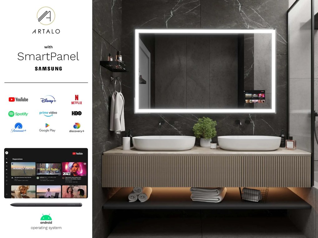 SMART καθρέφτης με φωτισμό LED M1 premium + Samsung SmartPanel