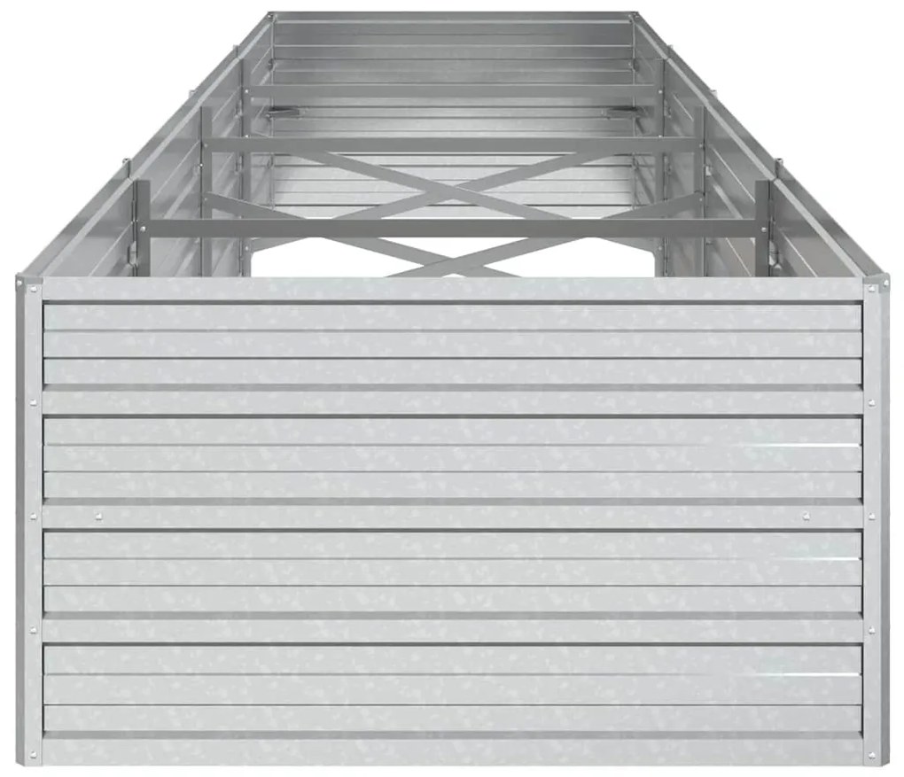 vidaXL Ζαρντινιέρα Υπερυψωμένη Ασημί 320x80x45 εκ. Γαλβανισμ. Χάλυβας