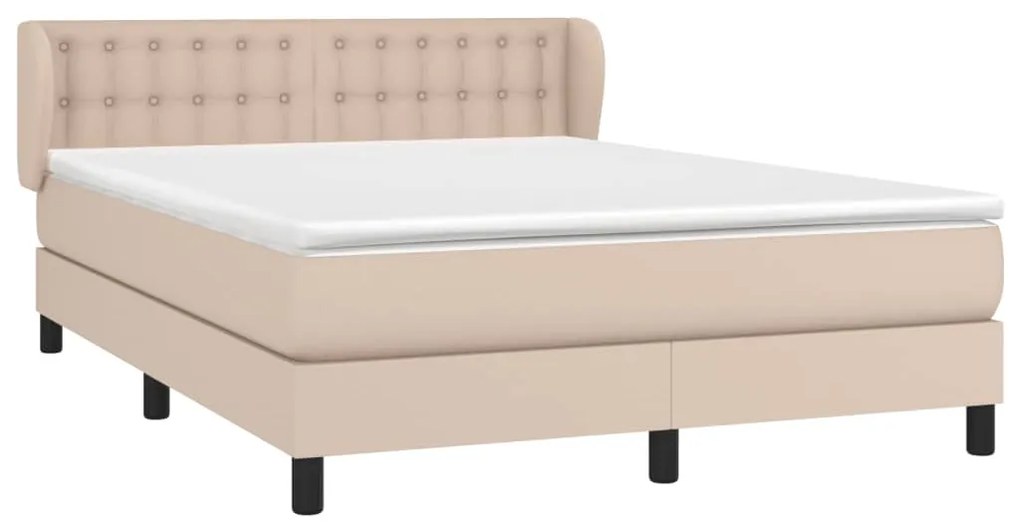 vidaXL Κρεβάτι Boxspring με Στρώμα Καπουτσίνο 140x200εκ.από Συνθ.Δέρμα