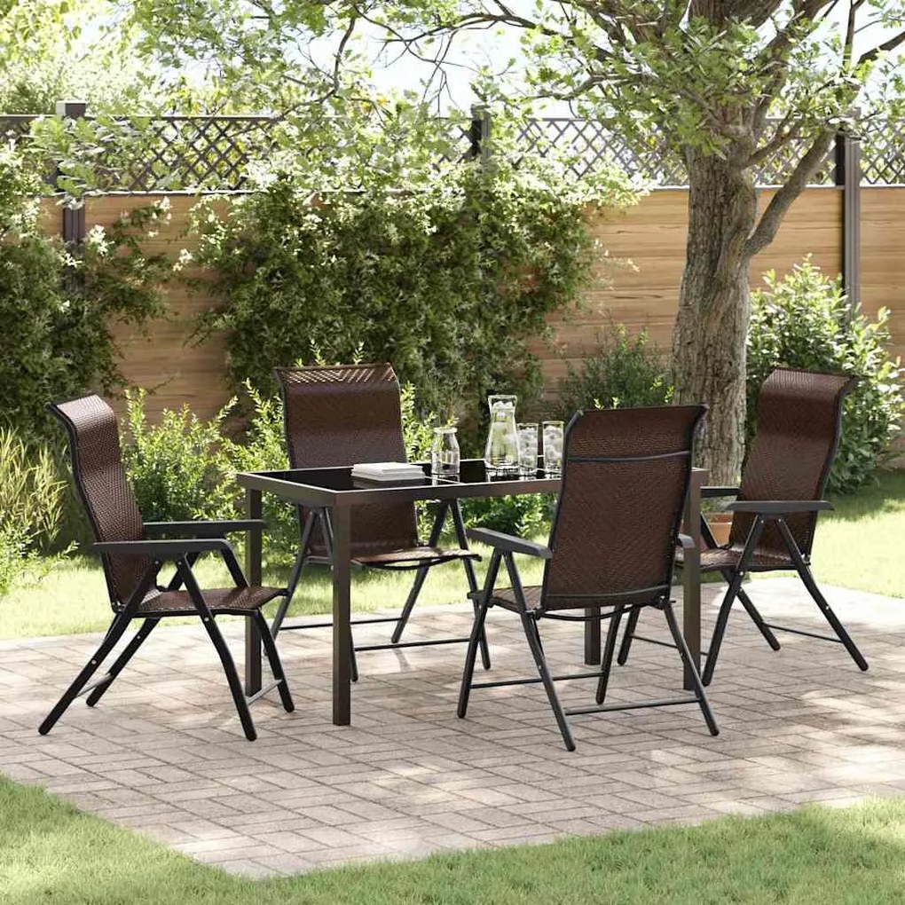 vidaXL Σέτ φαγητού για κήπο 5 pcs Καφέ Πολυ ράταν