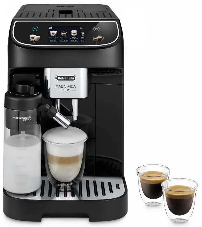 Καφετιέρα DeLonghi Magnifica PLUS ECAM 320.60.B, 1450W, 15 bar, 1.8l, 15 προγράμματα, 13 επίπεδα άλεσης, οθόνη αφής TFT, LatteCrema Hot, επιλογή κόκκων καφέ, Μαύρο