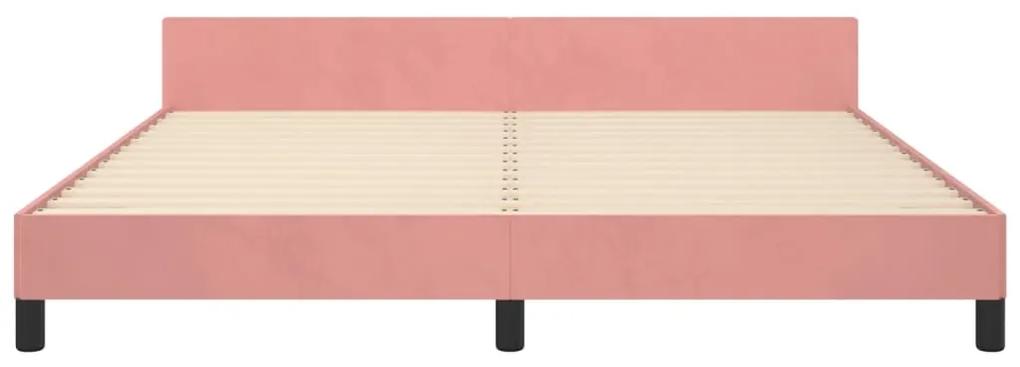 vidaXL Πλαίσιο Κρεβατιού με Κεφαλάρι Ροζ 160x200 εκ. Βελούδινο