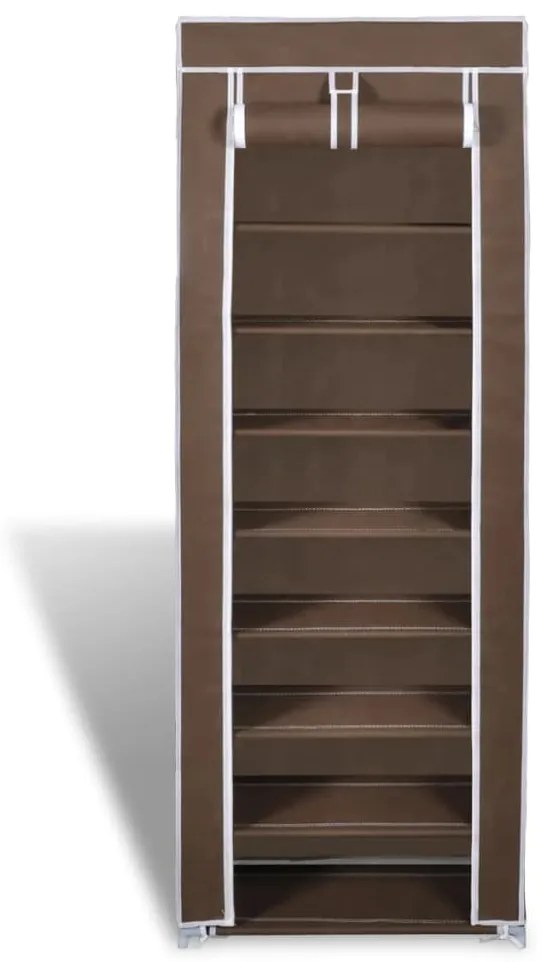 Υφασμάτινη παπουτσοθήκη με κάλυμμα 57 x 29 x 162 cm Καφέ