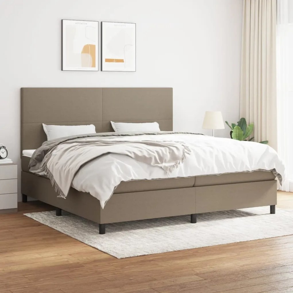 vidaXL Κρεβάτι Boxspring με Στρώμα Taupe 200x200 εκ. Υφασμάτινο