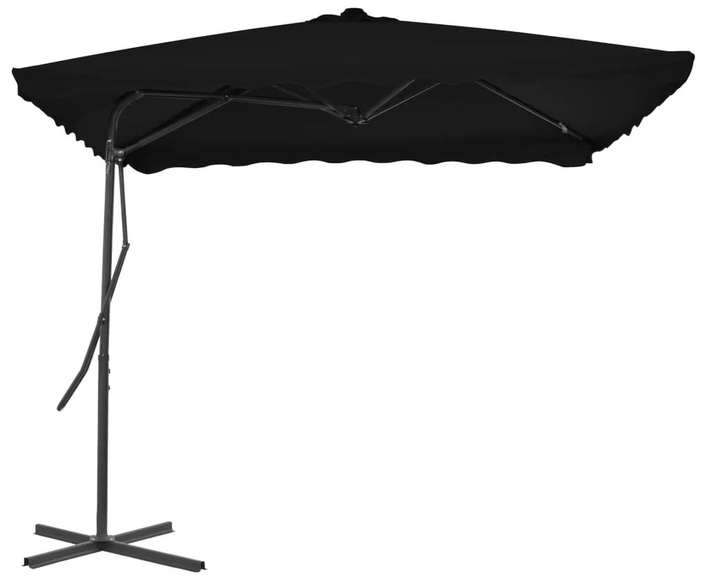 vidaXL Ομπρέλα Κήπου Μαύρη 250x250x230 εκ. με Ατσάλινο Ιστό