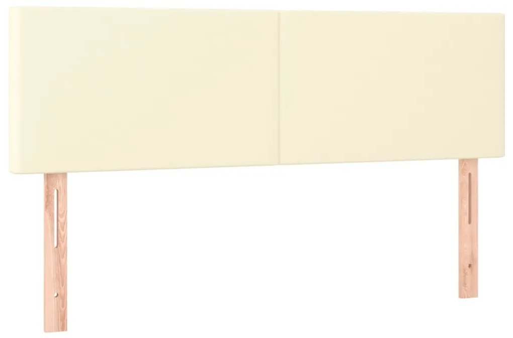 vidaXL Κρεβάτι Boxspring με Στρώμα Κρεμ 140x190εκ. από Συνθετικό Δέρμα