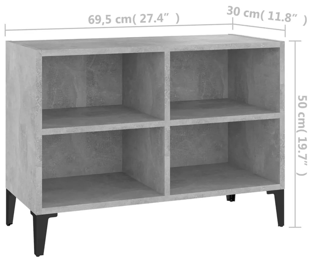 vidaXL Έπιπλο Τηλεόρασης Καπνιστή Γκρι Σκ. 69,5x30x50 εκ Μετ. Πόδια