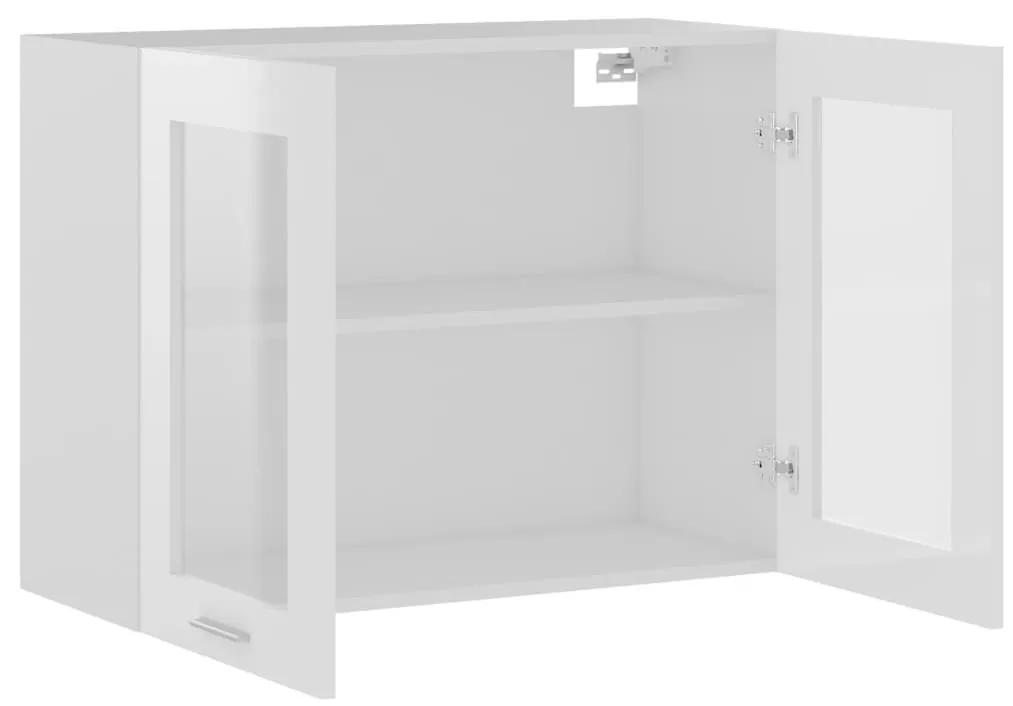 Ντουλάπι Κρεμαστό με Τζάμι Γυαλ. Λευκό 80x31x60 εκ. Μοριοσανίδα - Λευκό