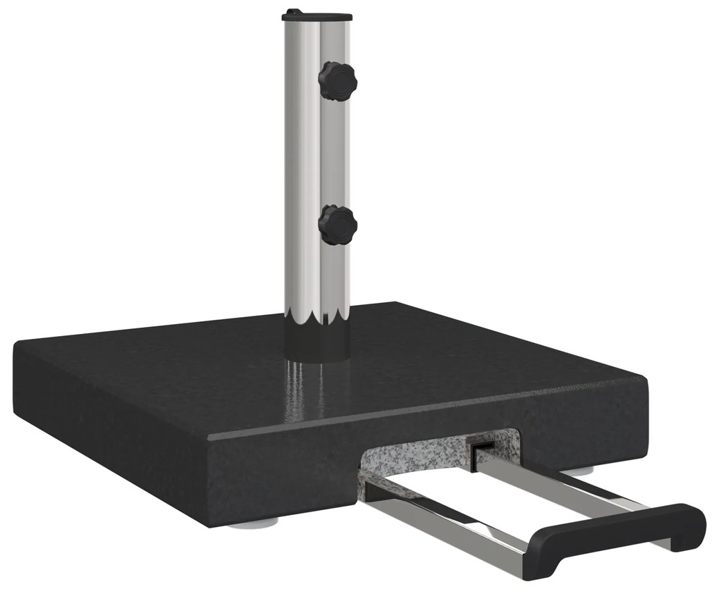 vidaXL Βάση Ομπρέλας με Ρόδες Μαύρη Γρανίτη 29 kg, Τετράγωνη