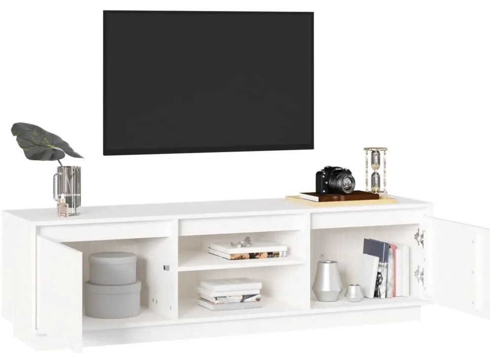 vidaXL Έπιπλο Τηλεόρασης Λευκό 140 x 35 x 40 εκ. από Μασίφ Ξύλο Πεύκου