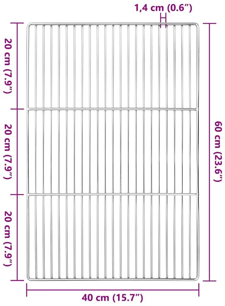 vidaXL Σχάρα ψησίματος Ασημί 60 x 40 cm Ανοξείδωτο ατσάλι