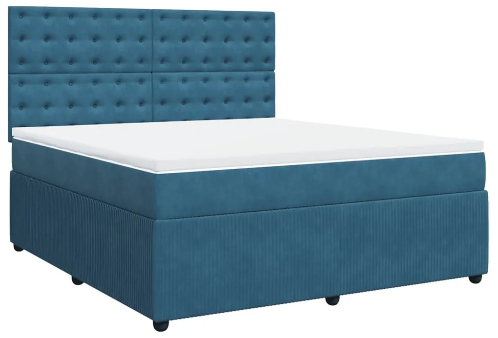 vidaXL Κρεβάτι Boxspring με Στρώμα Μπλε 180x200 εκ. Βελούδινο